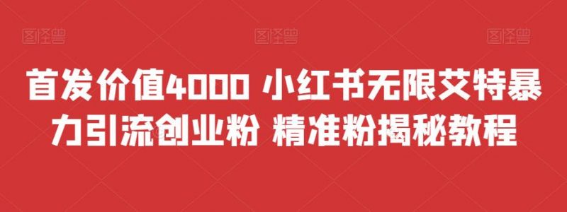 首发价值4000 小红书无限艾特暴力引流创业粉 精准粉揭秘教程-久爱网创