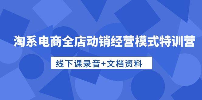 图片[1]-淘系电商全店动销经营模式特训营，线下课录音+文档资料 - 久爱网创-久爱网创