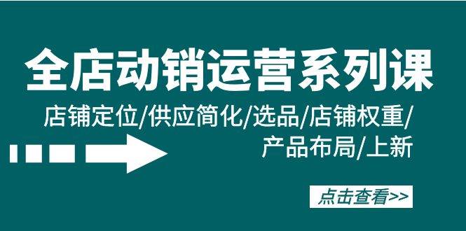 图片[1]-全店·动销运营系列课：店铺定位/供应简化/选品/店铺权重/产品布局/上新 - 久爱网创-久爱网创