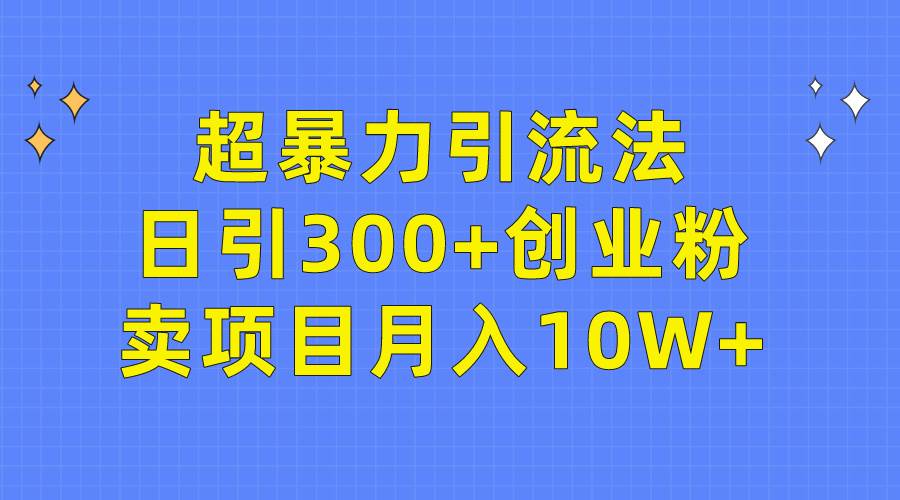图片[1]-超暴力引流法，日引300+创业粉，卖项目月入10W+ - 久爱网创-久爱网创