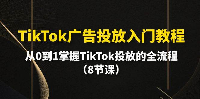 图片[1]-TikTok广告投放入门教程，从0到1掌握TikTok投放的全流程（8节课） - 久爱网创-久爱网创