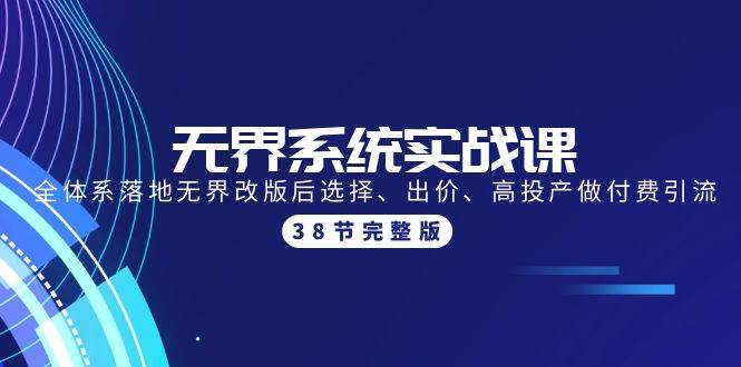 图片[1]-无界系统实战课：全体系落地无界改版后选择、出价、高投产做付费引流-38节 - 久爱网创-久爱网创
