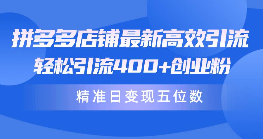 图片[1]-拼多多店铺最新高效引流术，轻松引流400+创业粉，精准日变现五位数！ - 久爱网创-久爱网创
