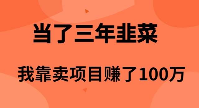 图片[1]-当了3年韭菜，我靠卖项目赚了100万 - 久爱网创-久爱网创